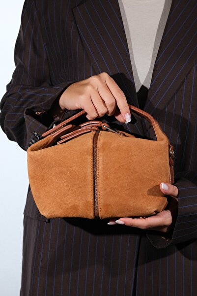 LuviShoes Island Tan Suede Genuine Leather Women's Shoulder Bag