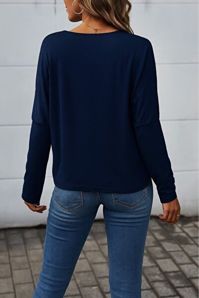 JANES Women's Long Sleeve V-Neck Batwing Sleeve Viscose Blouse