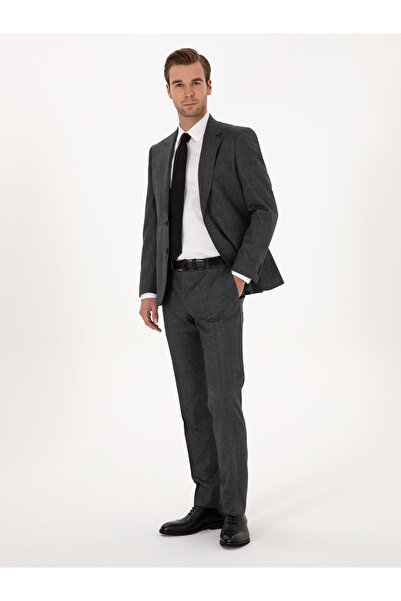 Cacharel Antrasit Slim Fit %100 Yün Ekose Takım Elbise 50315670-VR006