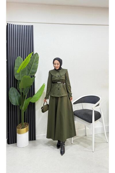 moda crn Bebe Yaka Kemerli Dalgıç Etekli Takım