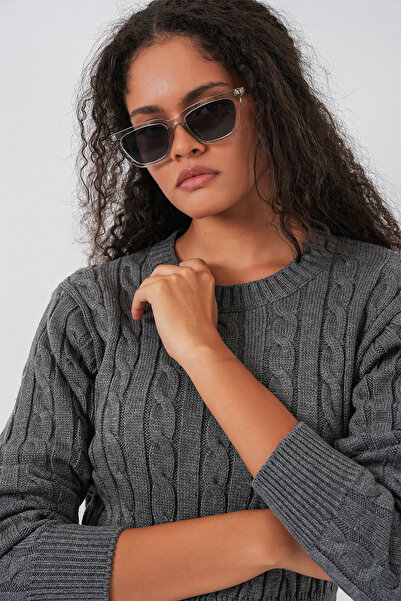 Bigdart Γυναικείο κοντό πλεκτό φόρεμα 15943 - Ανθρακί