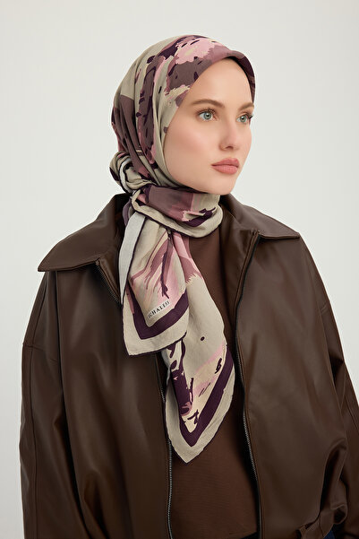 Schaless Özgür Fırçalar - Mink - Vierra Patterned Viscose Scarf - 90X90 cm