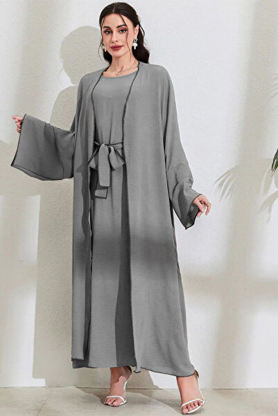 dorbe modest & stylish elegant multi-colors long sleeve belted two-piece women’s wear abaya set