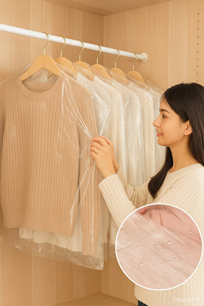 erfaplastik 60x90 cm 30’lu Askı Delikli Elbise Poşeti Şeffaf Naylon Kılıf | Ceket Kazak Takım Koruma Poşeti