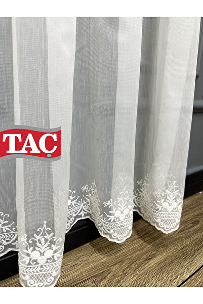 Taç Floral Embroidered Non-Iron Wrinkle-Free 3-Layer Pleated Tulle