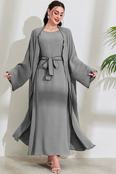 dorbe modest & stylish elegant multi-colors long sleeve belted two-piece women’s wear abaya set