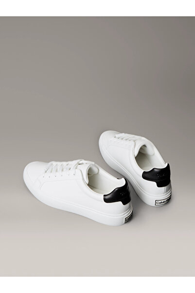 Calvin Klein Kadın Deri Bağlamalı Rahat Taban CK Yazı Detay Beyaz Sneaker HW0HW02673-01W