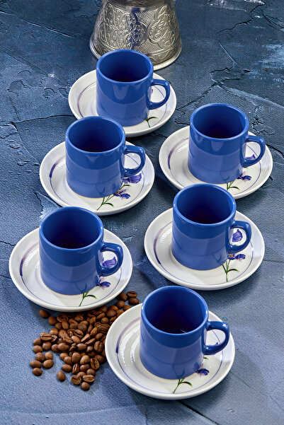 EMBazaar Mavişim Serisi 12 Parça 6 Kişilik Kahve Fincanı/Kahve Seti/Kahve Takımı