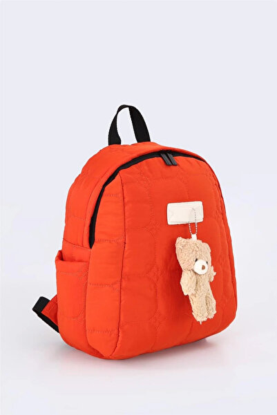 ÇÇS Women's Quilted Fabric Backpack with Teddy Bear Accessories