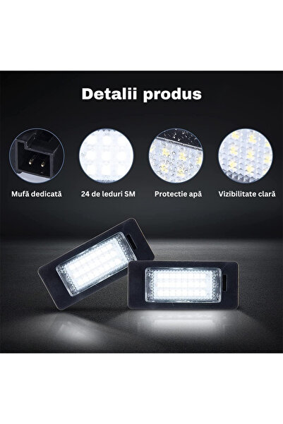 MaxTech Set 2 lampi LED numar inmatriculare dedicate BMW Seria 1 / 2 / 3 / X1 / X5 E60, E90, E82, E88, E91