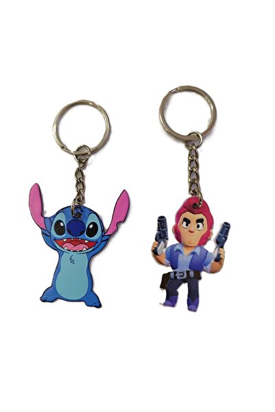 ada çanta kırtasiye سلسلة مفاتيح معدنية بتصميم شخصيات (ستيتش/براول ستارز) (إج...