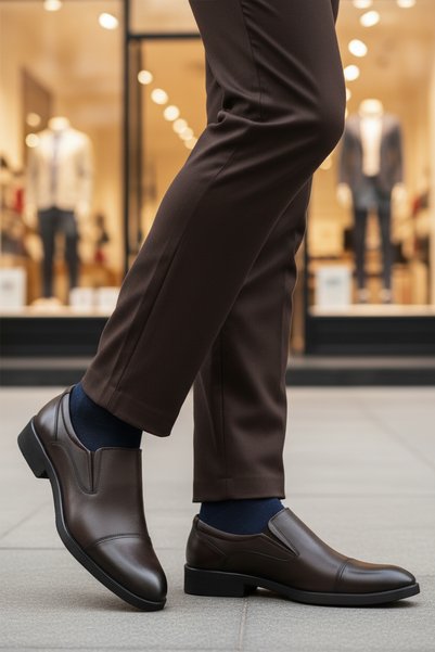 AYAKMOD Brown Genuine Leather Non-Slip Sole Men's Classic Shoes 916 m