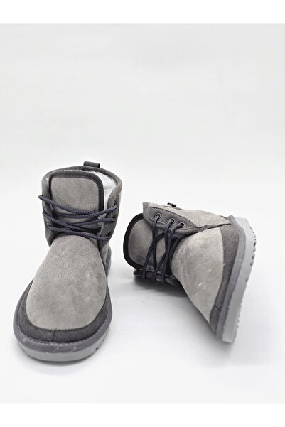 Luvesta Shoes Mini Bağcıklı İnce Taban Bot Gri