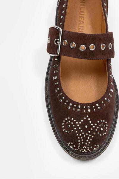 NILUFARR Mirabel Coffee Suede Естествена кожа Troklu Дамски мокасини