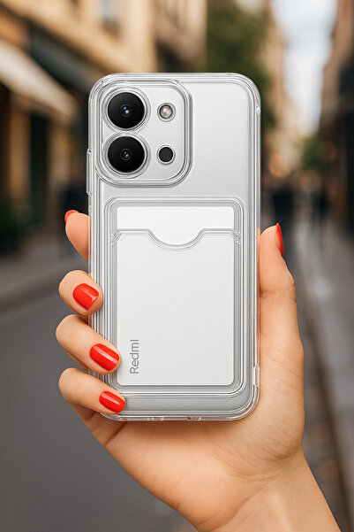 Hatreds Xiaomi Redmi 15C Şeffaf Kılıf Kart veya Resim Bölmeli Olan Şeffaf Tpu...