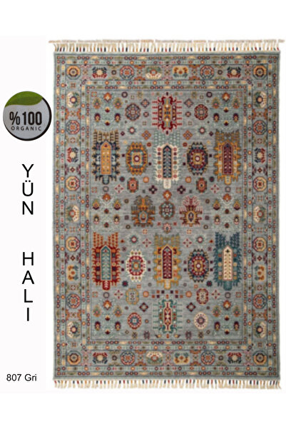 YÜNSER HALI Yün Halı Sultani 807 Gri Özel Tezgah Halısı