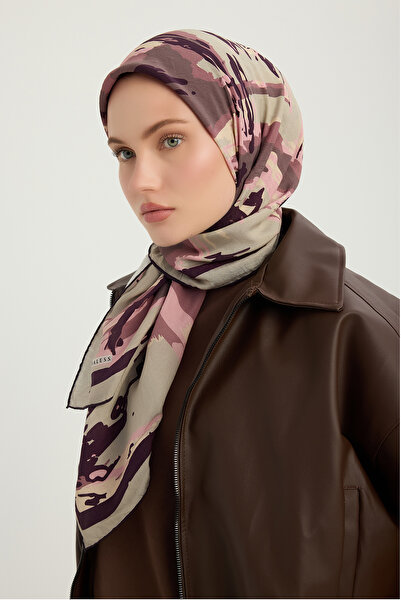 Schaless Özgür Fırçalar - Mink - Vierra Patterned Viscose Scarf - 90X90 cm