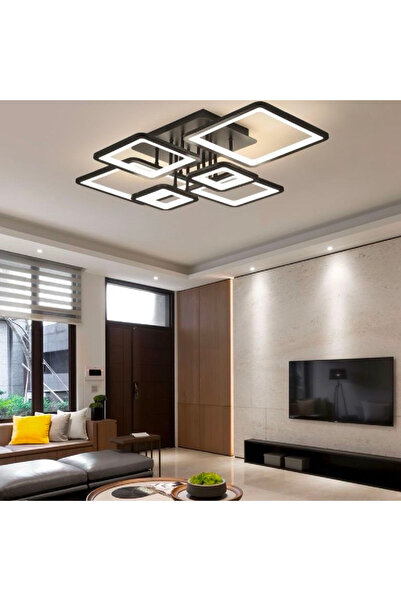 Alessandro Candelabru LED cu telecomandă, 124W, 6 pătrate, lumină rece/caldă/...