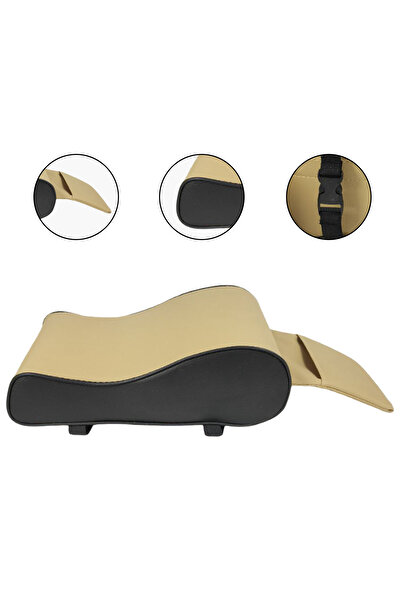 Mob Beige Armrest Cushion with Phone Holder - Easy Install, Compact Design