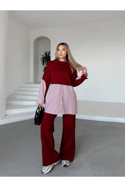PASSİONE MİA Casual Suit with Stripe Weaving Detail