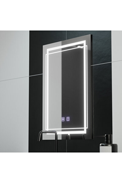 Marcello Funghi Oglindă dreptunghiulară LED 50x70 cm cu ecran tactil, sistem ...