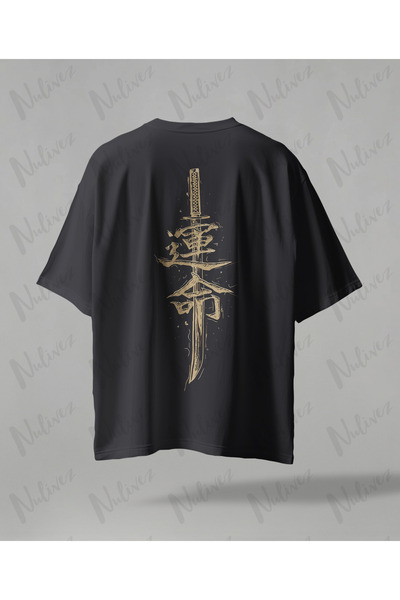 Nulivez تي شيرت ياباني مطبوع عليه سيف عالي الجودة للجنسين مقاس كبير