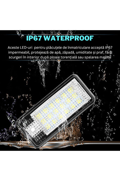 MaxTech Set 2 lampi LED numar inmatriculare dedicate Audi A4 B6 B7 A3 A5 A6 A8 Q7 RS4, IP 67 impermeabil