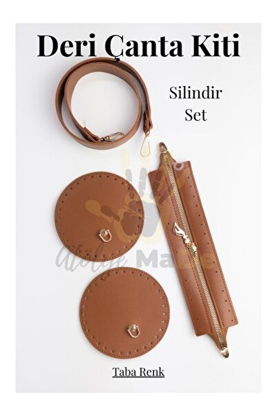 Atölye MaDe Σετ τσάντας κυλινδρικού σχήματος, Σετ δερμάτινης πλέξης, Ταν (Η τ...