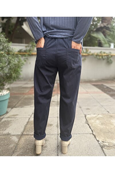 DenizEge Italian Lyocell Fabric Trousers Navy Blue