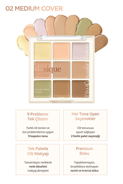 dasique Çok Amaçlı Kullanıma Uygun Kremsi Kapatıcı Paleti Pro Concealer Palette (#02 Medium Cover)