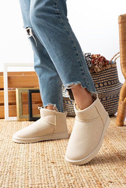 ljn lujinstore Lujinstore Women's Thin Sole Fur Lined Ankle Boots Tefis Suede