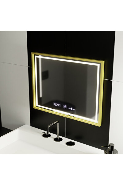 Marcello Oglindă dreptunghiulară LED, 80x60cm, Verite Royale Gold MotionGlow ...