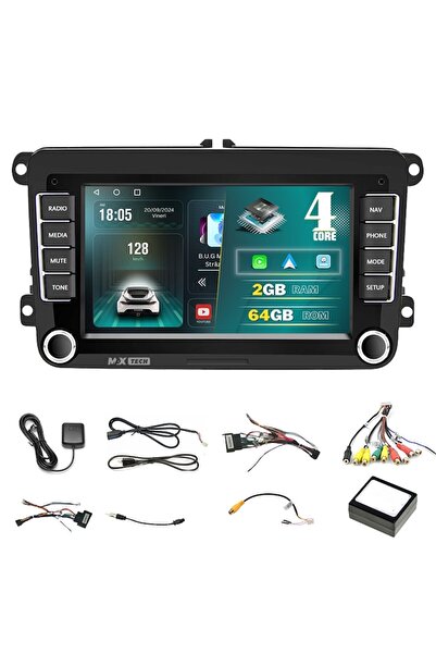 MaxTech Navigatie Volkswagen, Seat, Skoda Android 13 si Carplay, 2 GB RAM 64 GB ROM