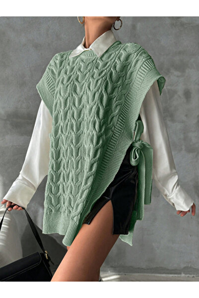 SÇLK TEKSTİL Stylish Solid Color Stand Collar Vest for Women - Adjustable Lace-Up Spring Summer Fall Casual