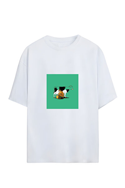 GraffTee تي شيرت قطني كبير الحجم للجنسين من كاو