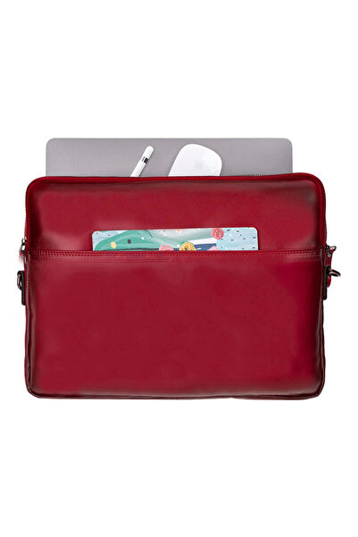 BloominBag Bloomsleeve Leeds 14” Crimson Red Genuine Leather Laptop & Tablet Sleeve