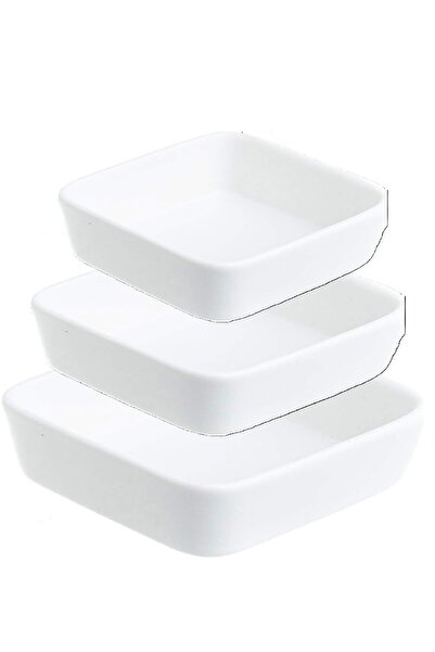 REFAN Set of 3 porcelain square baking trays, sizes 23cm/25cm/27cm