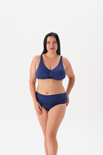 Eros Büyük Beden Balensiz Toparlayıcı Lacivert Taşlı Bikini Takım