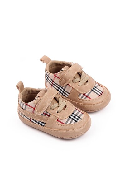 BebeNou Pantofi crem în carouri pentru bebeluși - Lala CHD2772-3-Va2