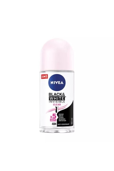 NIVEA Black&White Clear – Roll-on antiperspirant 48h, 50 ml