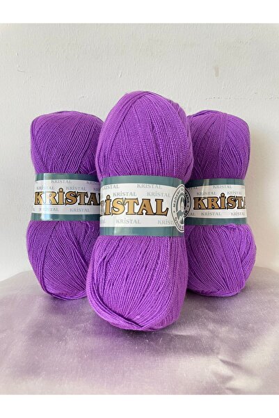 Ören Bayan Kristal El Örgü İpi - 3'lü MOR İNCE LİF İPİ -059 LOT 2025-01 /- 3 ...