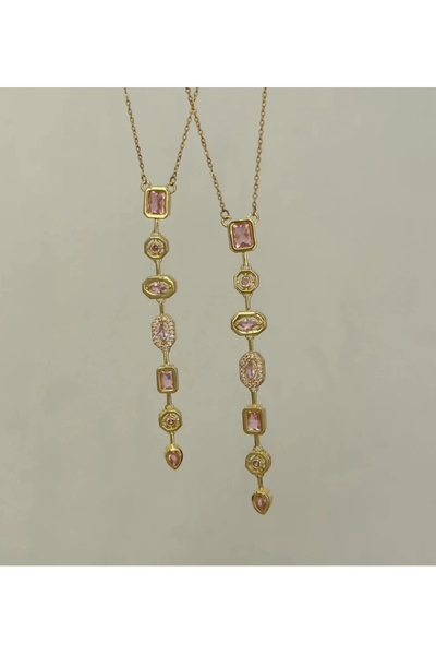 naaksesuar قلادة ميليس غورال ذات 7 عناصر من الفولاذ الذهبي بلون مسحوق