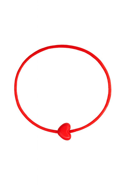 Femenino Kırmızı Saten İp Halhal Kalp Detaylı Ayarlanabilir