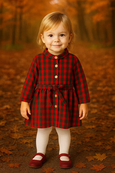 canmana kids&baby Girl's Woodcutter Fabric Monthly Dress 6-12-18-24 Months