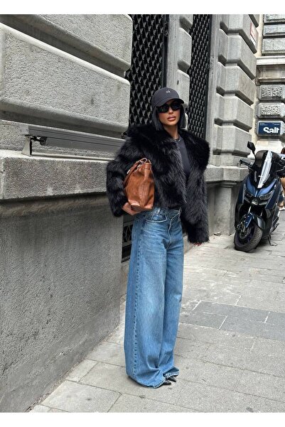 MY DEPO Palton de blană cu guler pentru femei – îmbrăcăminte exterioară de iarnă elegantă, modernă și elegantă