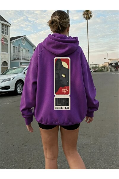 ArtYus سويت شيرت بقلنسوة كبير الحجم من القطن مطبوع عليه ملصق مخصص ملون للجنسي...