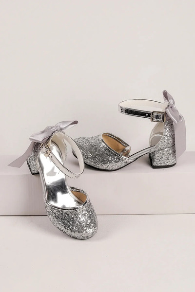 NeSe Shoes Glittery and Bow Girls' High Heels, Evening Dress Shoes, New Season, Shimmering