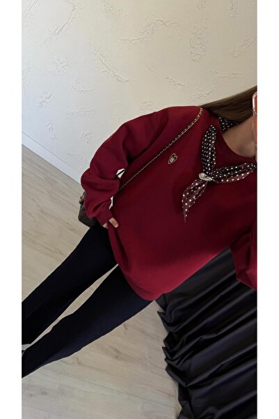 elif teke Polka Dot Scarf Sweatshirt Burgundy
