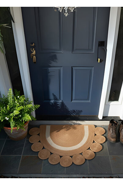 HomeTurko Jüt Aurora Natural Four Seasons Door Mat Wicker Indoor and Outdoor Compatible Welcome Mat Decoration