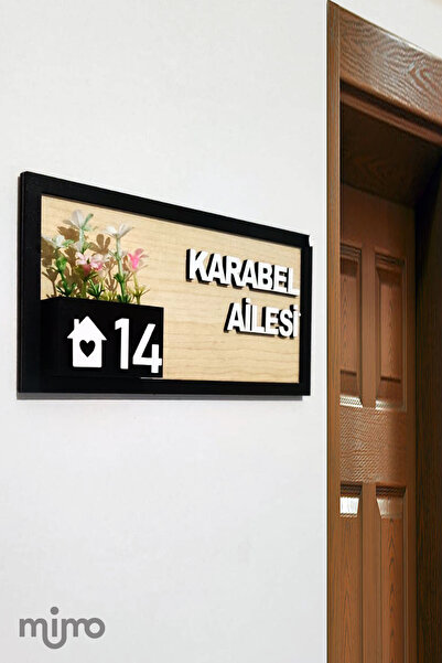 mimo Kişiye özel çiçekli ahşap kapı numarası Kapı süsü – Çiçekli Kapı Süsü